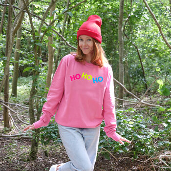 Neon Rainbow Ho Ho Ho Christmas Sweatshirt Jumper, 2 of 6