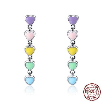 Rainbow Heart Silver Ring Earring Set, 3 of 6