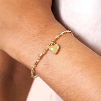 Neutral Cord Heart Charm Bracelet In Gold, 2 of 3