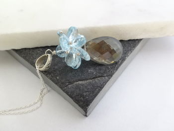 Quartz Pyrite And Blue Topaz Silver Necklace, 3 of 4