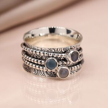 Personalised Sterling Silver Gemstone Spinning Ring, 3 of 10