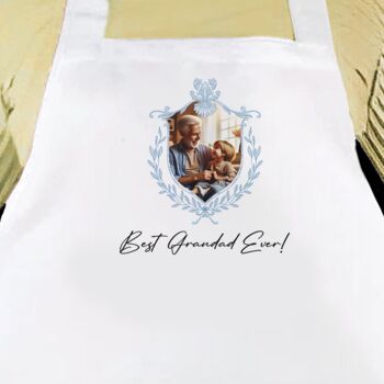 Personalised Dad And Father's Day Blue Crest Photo Apron, 7 of 12