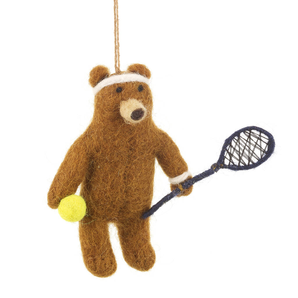 Tennis Bear Fair Trade Handmade Animal Felt By Felt so good