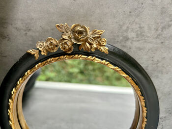 20cm Black And Gold Decorative Wall Mirror – Floral Motif, 6 of 10