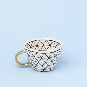 G Decor Ventura Geometric Irregular Mug Gold Handle Cup, 3 of 7