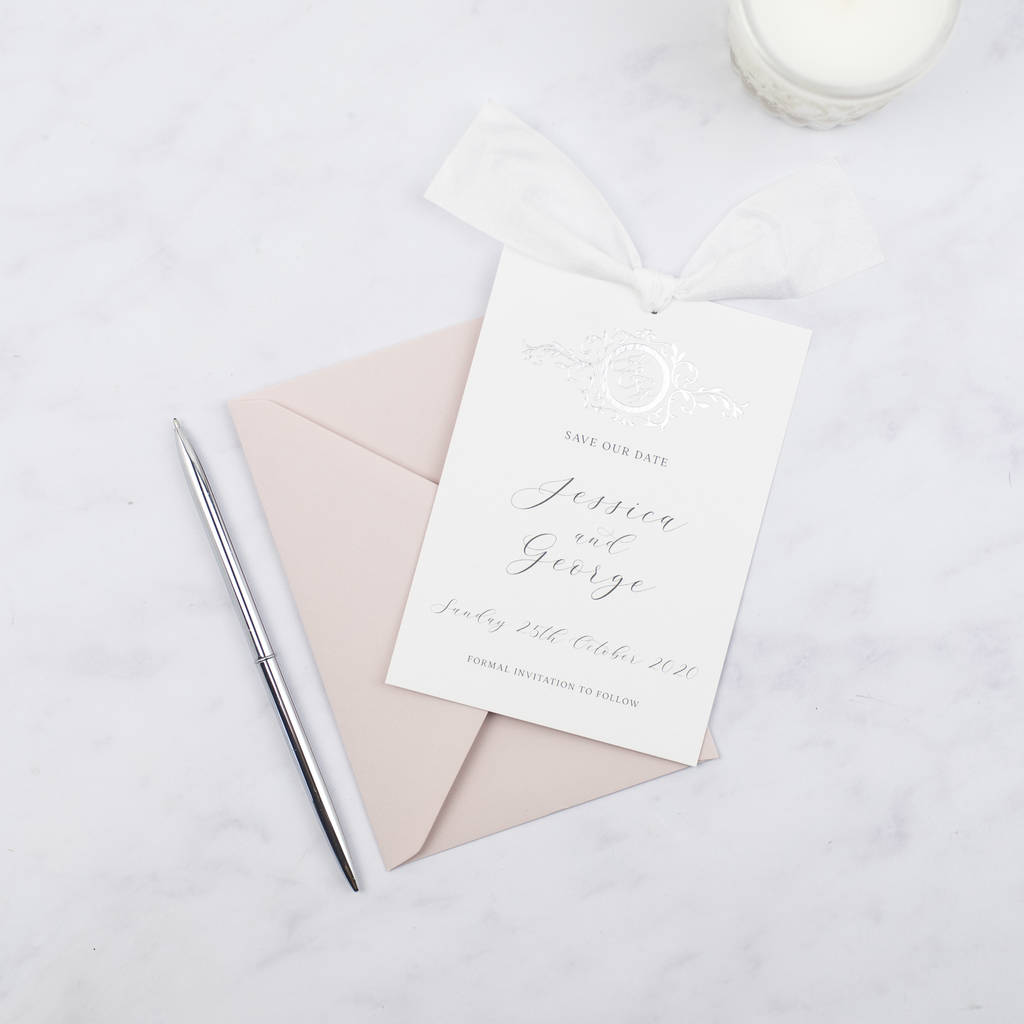 Adore Monogram Foil Rose Gold Wedding Invitation Sample By The Bridal 