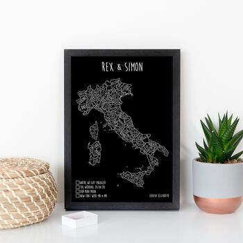 Personalised Italy Pin Board Map With Pins, 2 of 7