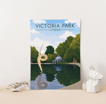 Victoria Park London Travel Poster Art Print, 2 of 7