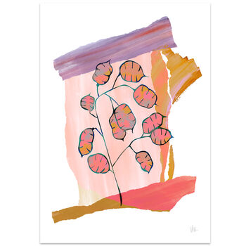 Pink Honesty Flower Art Print, 3 of 7