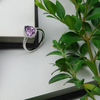Amethyst 925 Sterling Silver Pear Drop Ring, 4 of 7