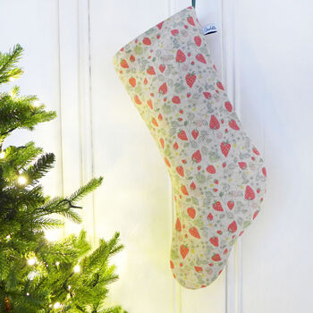 Strawberries Linen Stocking, 4 of 5