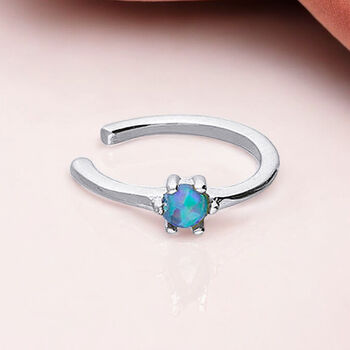 Sterling Silver Blue Opal Ear Cuff, 2 of 8