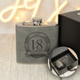 18th Birthday Emblem Two Tone Hip Flask, thumbnail 1 of 5