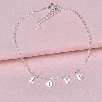 Dainty Silver Love Charm Bracelet, 3 of 6