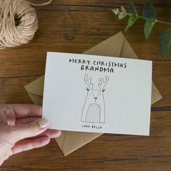 Reindeer Personalised Merry Christmas Grandma Card, 4 of 4