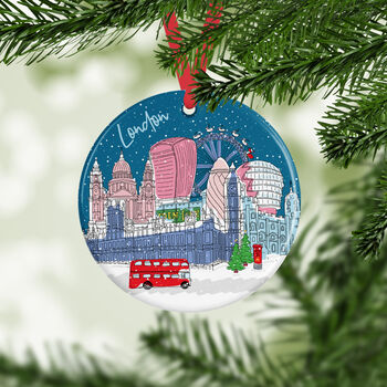 Personalised London Bauble, Skyline Ceramic Decoration, 2 of 4