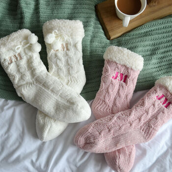 Monogram Super Soft Personalised Slipper Socks, 3 of 3