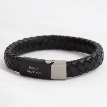 Men's Personalised Woven Leather Bracelet, 8 of 12