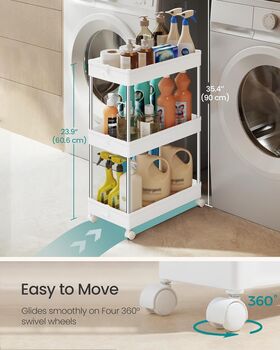 Narrow Slim Plastic Storage Cart Trolley Storage Unit, 6 of 9