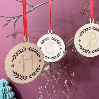 Initial Letter Wreath Tree Decoration, 6 of 9