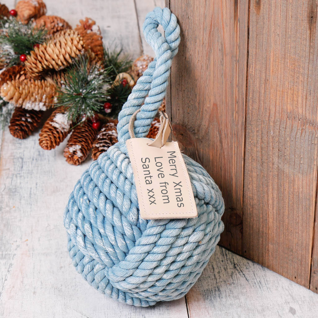 white, pink and blue jute rope door stop by dibor
