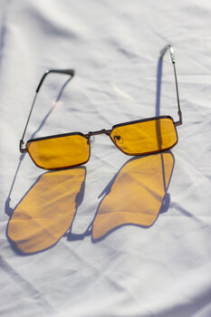 Orange Nose Bridge Angular Rectangle Aviator Sunglasses, 4 of 8