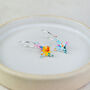 Sterling Silver And Acrylic Colourful Floral Charm Hoops, thumbnail 6 of 7