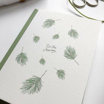 ‘Tis The Season Falling Pine Christmas Greeting Card, 3 of 3