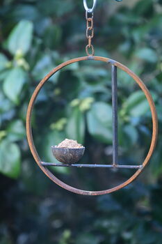 Rusty Metal Abstract Hanging Bird Feeder, 3 of 3