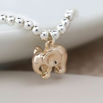 Rose Gold Plated Elephant On Ball Bead Bracelet, 2 of 3