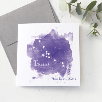 Personalised Taurus Star Sign Card, 3 of 4