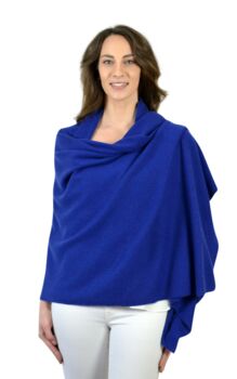 Royal Blue 100% Cashmere Travel Wrap Shawl Gift Boxed, 4 of 9