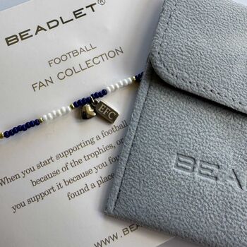Everton Fc Bead Bracelet With Heart Charm Football Fan Gift, 3 of 6