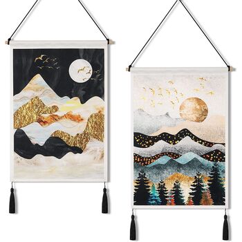 Set Of Two Mountain Tapestries Wall Hanging Decoration, 7 of 7