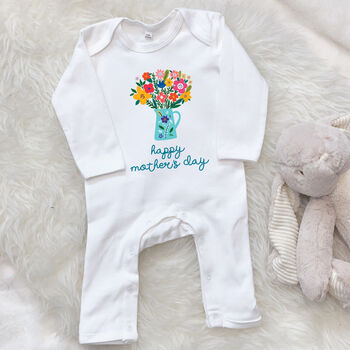 Happy Mother's Day Bouquet Of Flowers Babygrow, 2 of 3