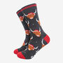Highland Cow Santa Hat Christmas Bamboo Socks Black Marl Red, thumbnail 1 of 4