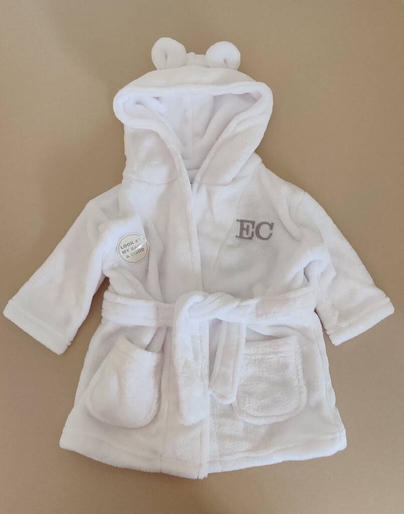 Personalised Unisex Baby Hooded Bath Robe By Mimi & Thomas® cashmere ...
