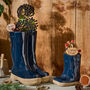 Set Of Two Personalised Blue Welly Planters, thumbnail 1 of 6