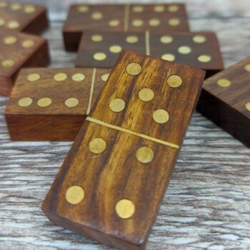 Wooden Carved Dominos Game Set, 5 of 6