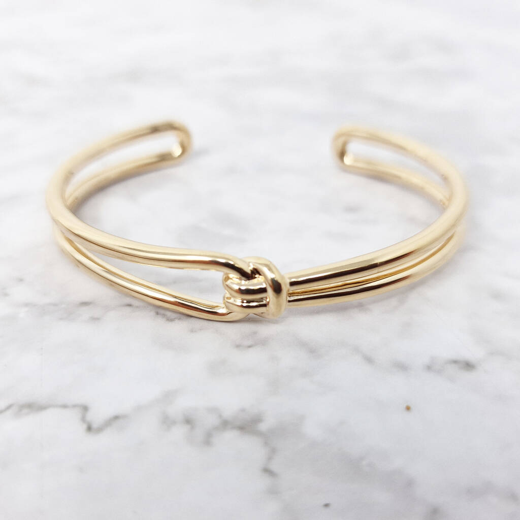 Gold Vermeil Tie The Knot Bridesmaid Gift Bangle By Harfi