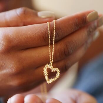 Floral Heart Pendant Necklace In Gold Plating, 7 of 8