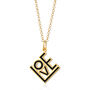 Square Love Necklace In Black Enamel, thumbnail 3 of 7