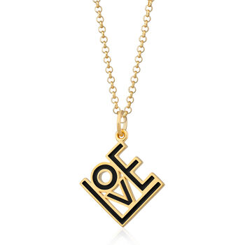 Square Love Necklace In Black Enamel, 3 of 7