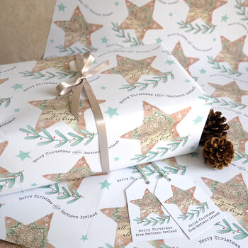 Vintage Star Northern Ireland Xmas Gift Wrap Pack, 3 of 5