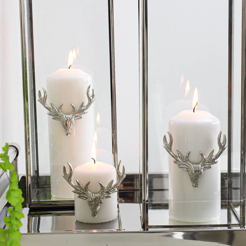 Three Large Silver Stag Candle Pins, 1 of 3