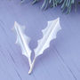 Silver Holly Brooch Brushed Finish, thumbnail 3 of 8