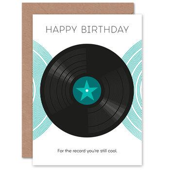 Turquoise Vinyl For The Record Happy Birthday Card, 2 of 4