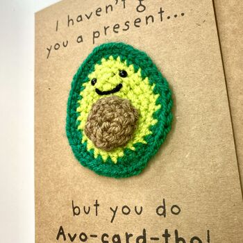 Avocado Funny Crochet Birthday Card Handmade, 7 of 10