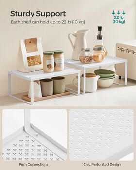 Spice Rack Set Cupboard Organiser Stackable Shelves, 3 of 6