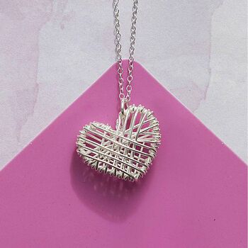 Woven Heart Silver Stud Earrings, 4 of 10